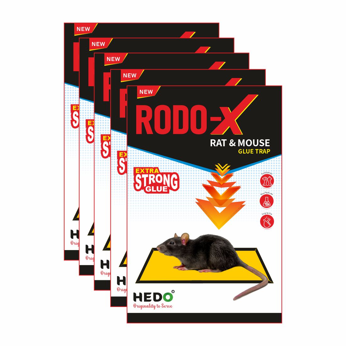 Rat/Mouse Glue Trap, Non-Toxic, Non-Drying Pack Of 5