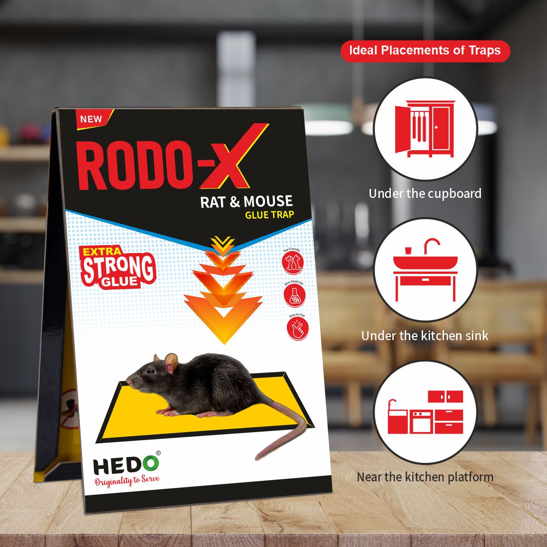 Rat/Mouse Glue Trap, Non-Toxic, Non-Drying Pack Of 5