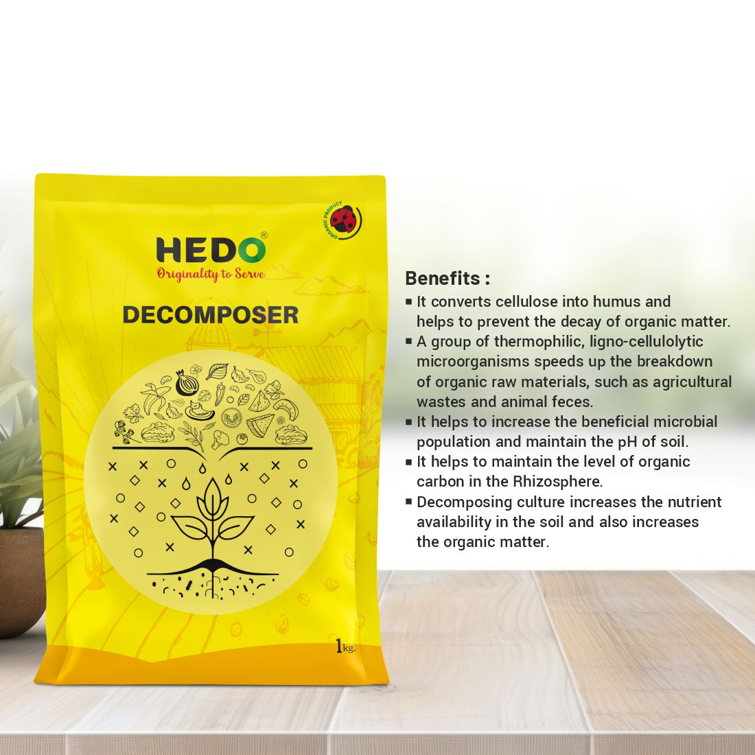 Organic Waste Decomposer Powder (1Kg) for Decomposition Waste for Agriculture, Kitchen, Garden & Farming