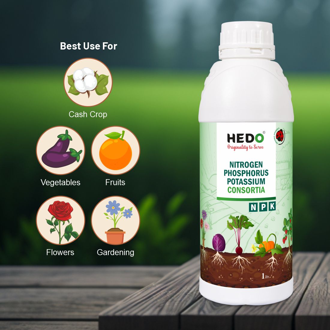 NPK Consortia (Bacteria) Liquid (1L) Organic Bio Fertilizer For Agriculture, Garden, Soil Fertility, and Plant Nutrition.