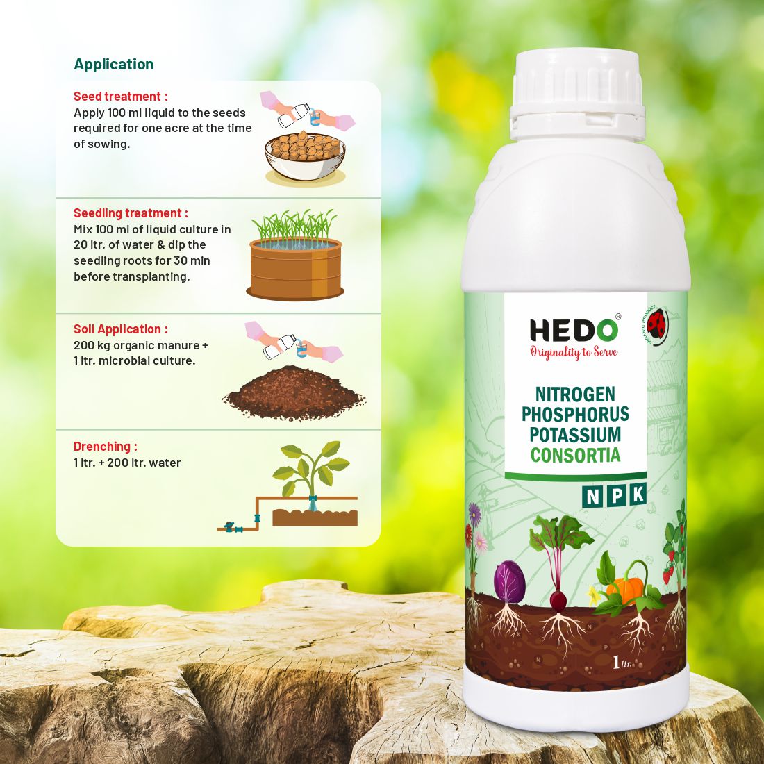 NPK Consortia (Bacteria) Liquid (1L) Organic Bio Fertilizer For Agriculture, Garden, Soil Fertility, and Plant Nutrition.