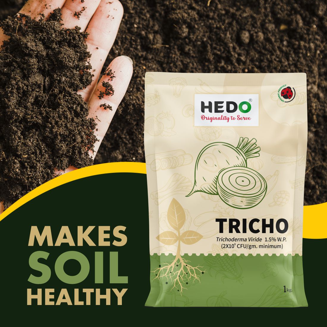 Trichoderma Viride Powder(2X10^6 CFU/gm)Bio-Organic (1Kg) For Control All Fungal Disease & Seed Germination For All Plants & Seed