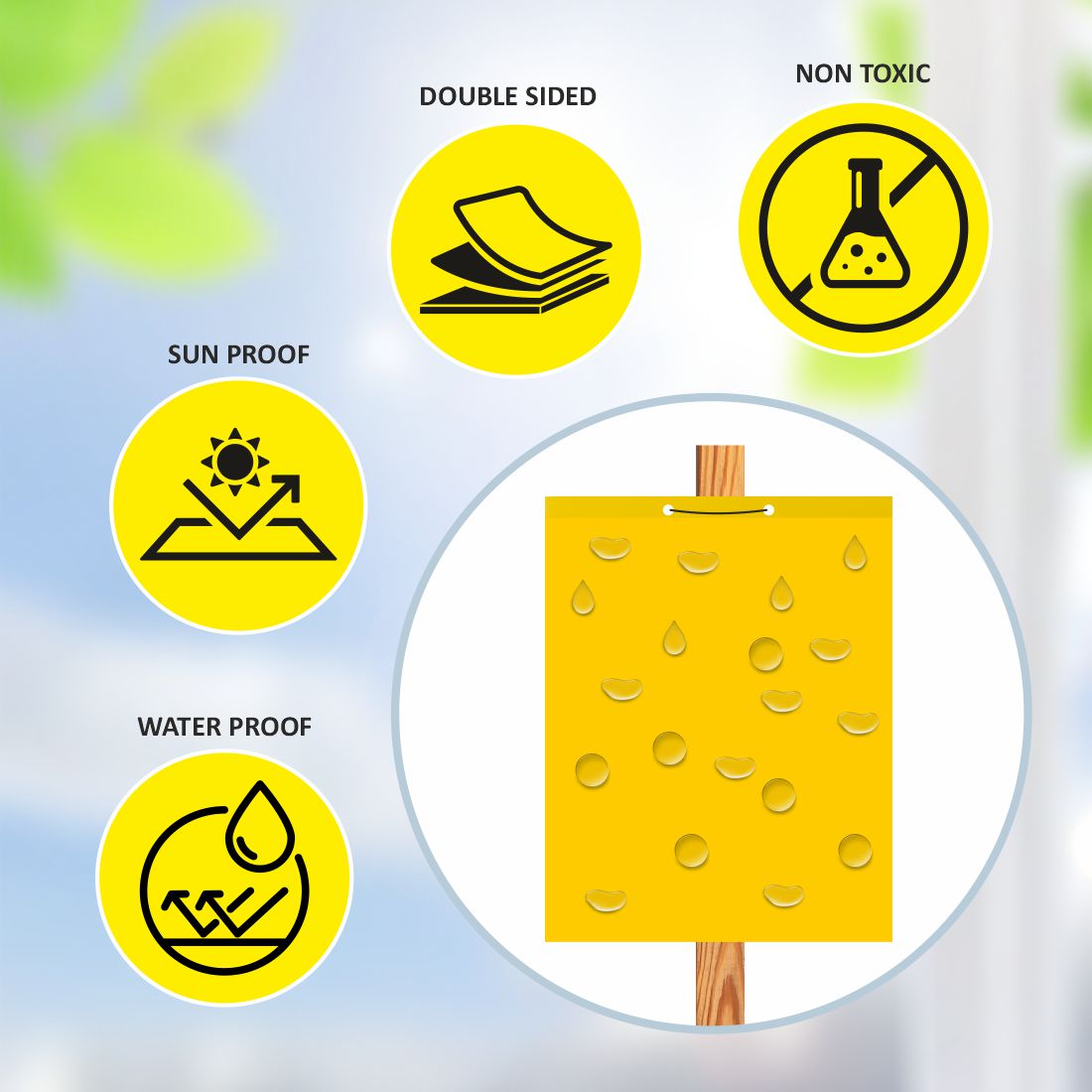 Yellow PVC Sticky Trap (Size 22X 28Cm ) To Control Thrips, Aphids & Whitefly Pack Of 10