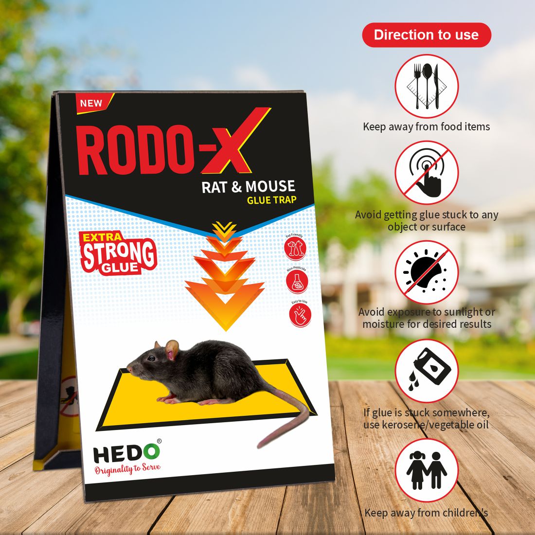 Rat/Mouse Glue Trap, Non-Toxic, Non-Drying Pack Of 5