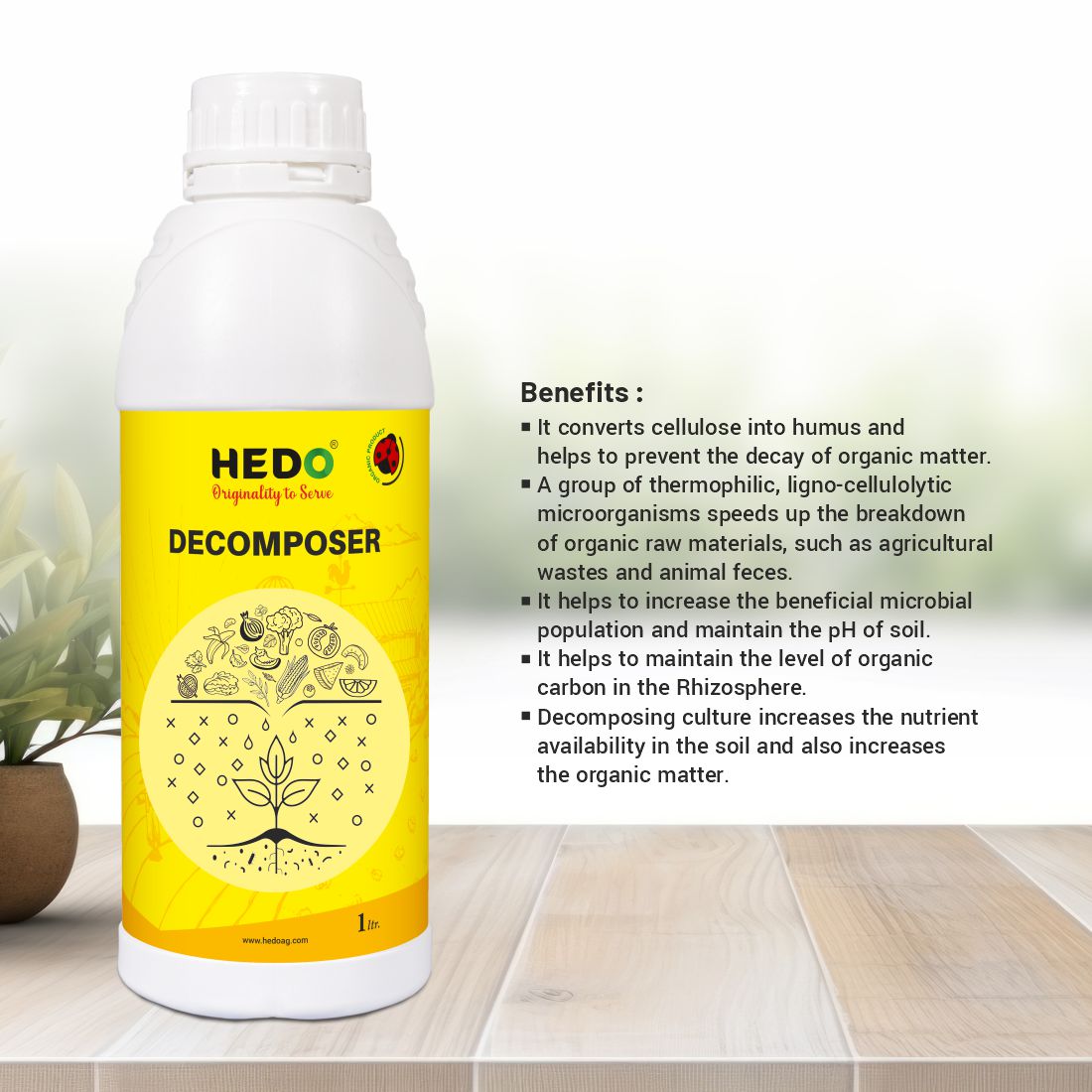 Organic Waste Decomposer Liquid (1L) for Decomposition of Waste of Agriculture, Kitchen, Garden & Farming