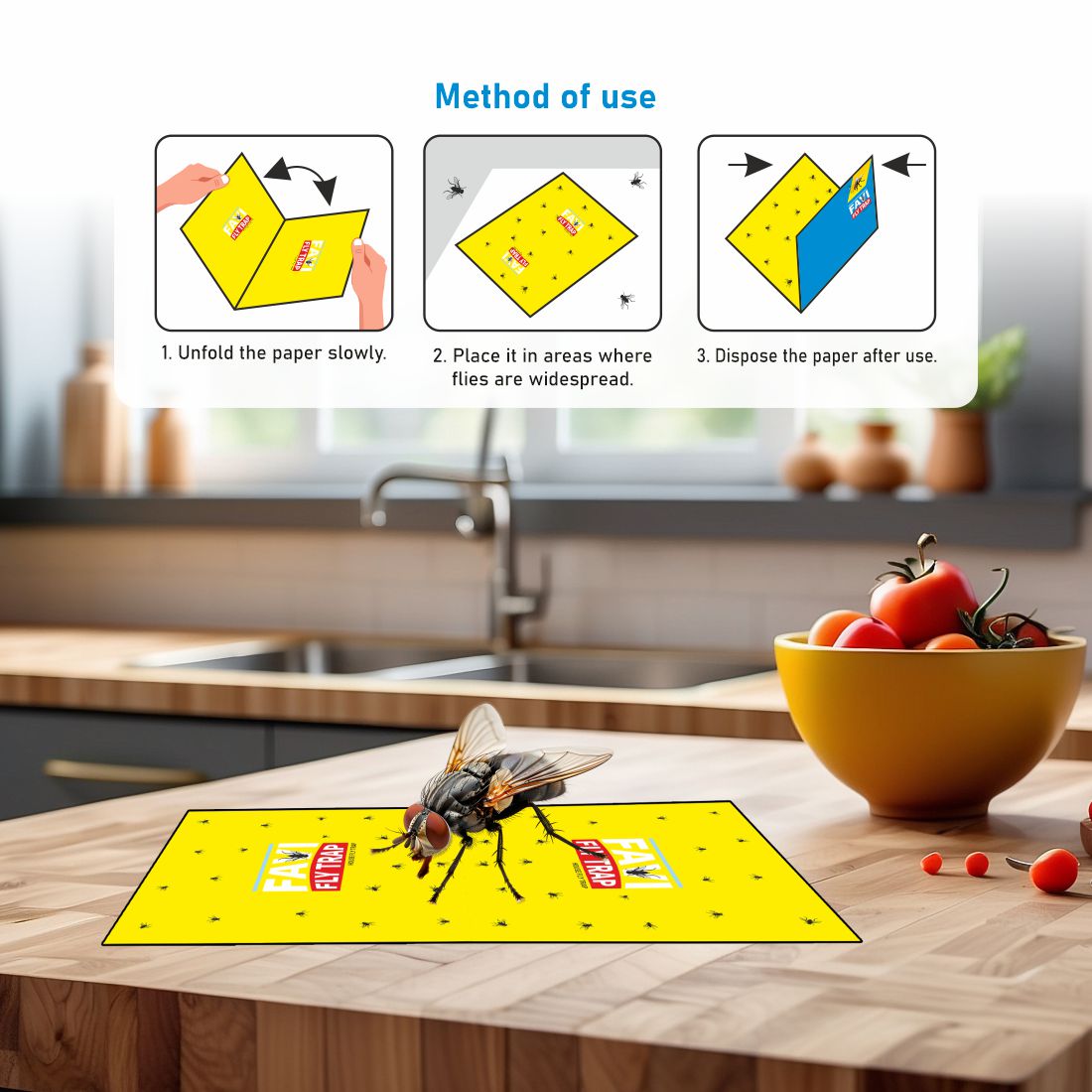Housefly Sticky Trap Big Size To Control Housefly For Home, Kitchen, Hotels Pack of 10