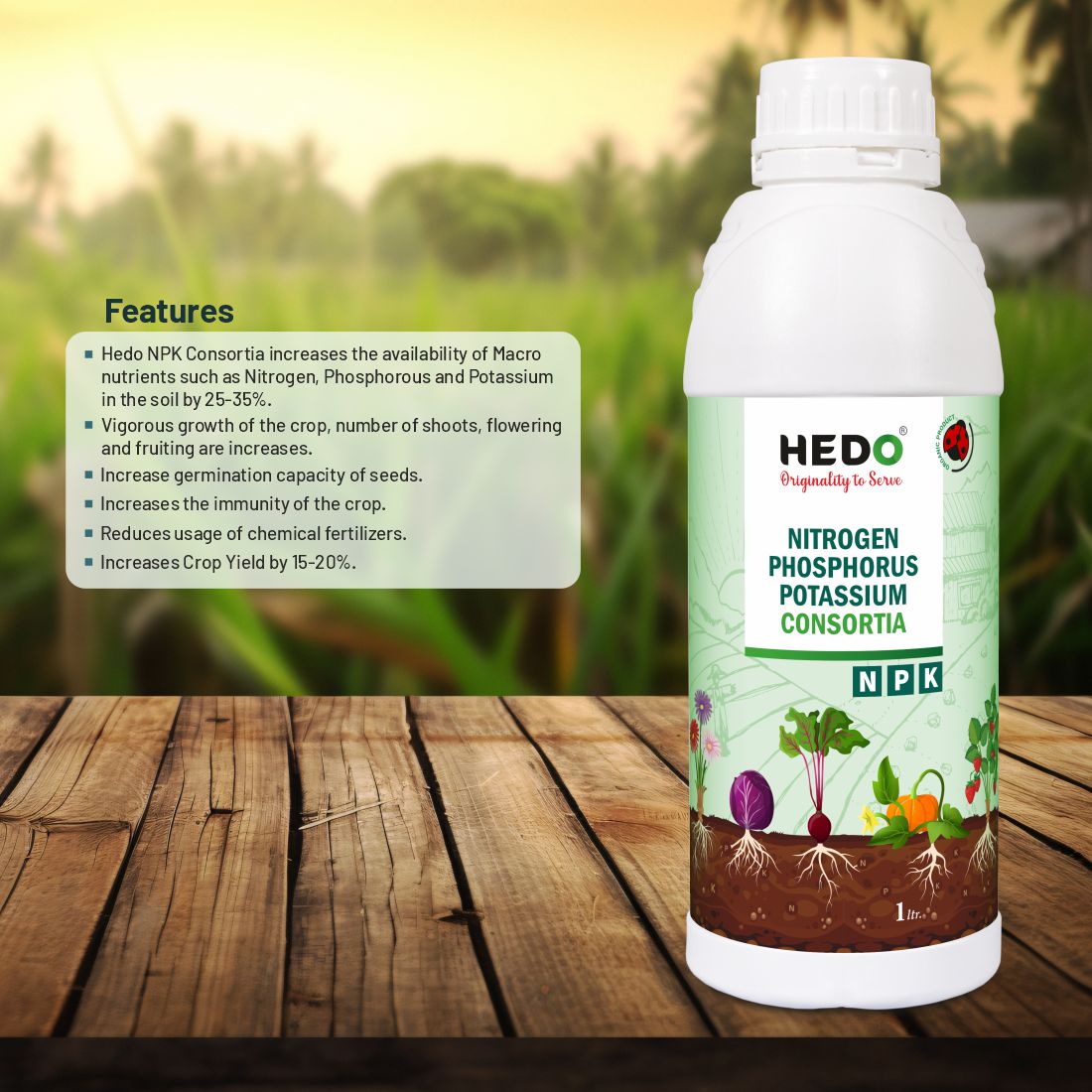 NPK Consortia (Bacteria) Liquid (1L) Organic Bio Fertilizer For Agriculture, Garden, Soil Fertility, and Plant Nutrition.