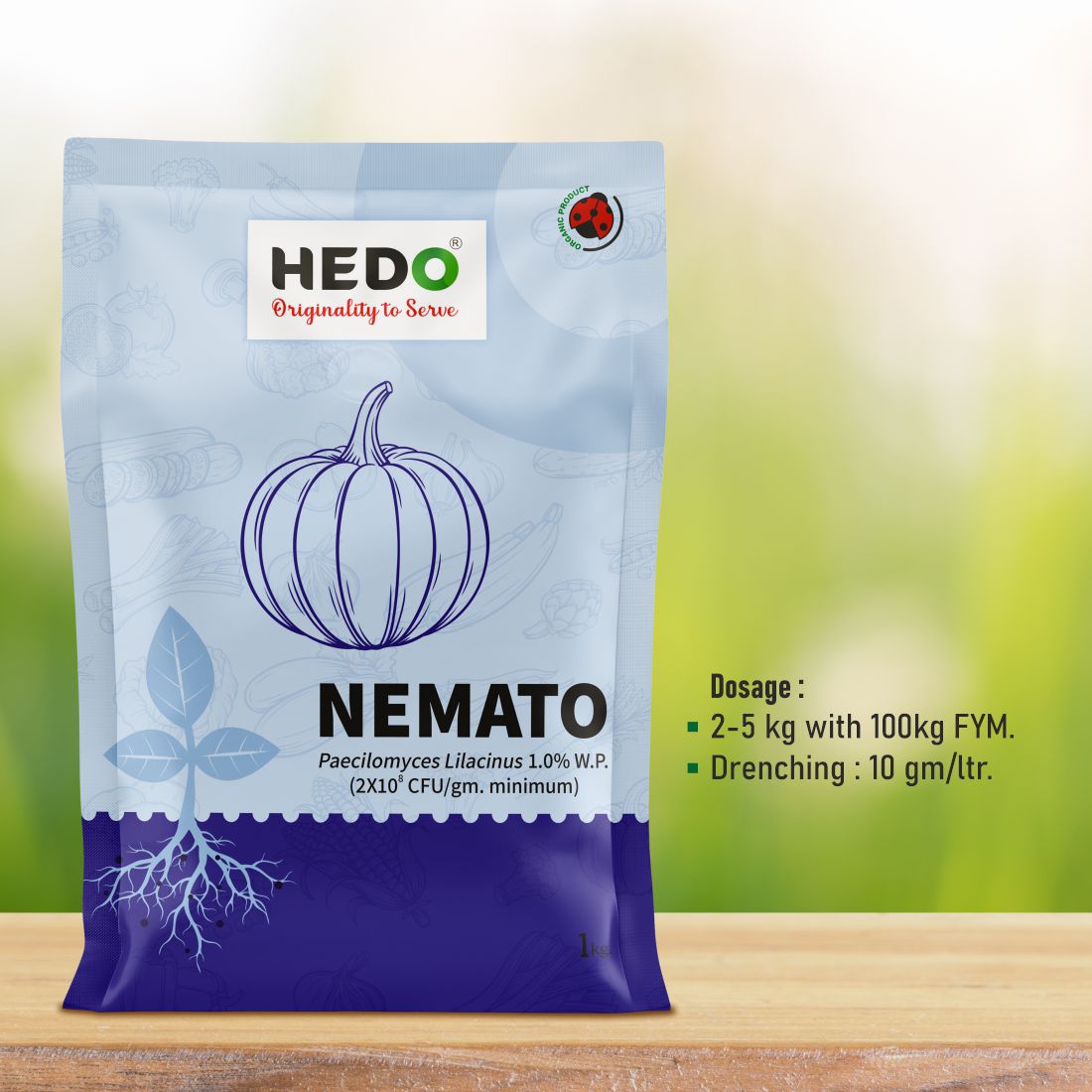 Nemato Powder(Pacilomyces Lilacinus 2x10^8 CFU/gm)Bio-Organic(1Kg)For All Fruit,vegitable & Crops Against Various Nematod