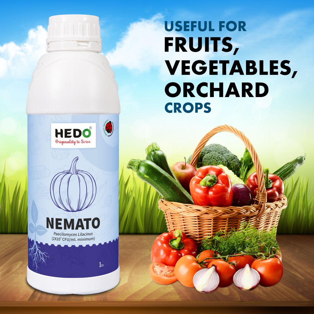 Nemato Liquid(Pacilomyces Lilacinus 2x10^9 CFU/ml)Bio-Organic(1L)For All Fruit, vegitable & Crops Against Various Nematod
