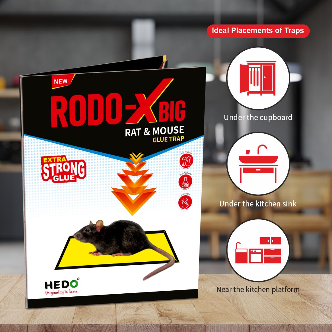 Rat/Mouse Big Glue Trap, Non-Toxic, Non-Drying Pack Of 5