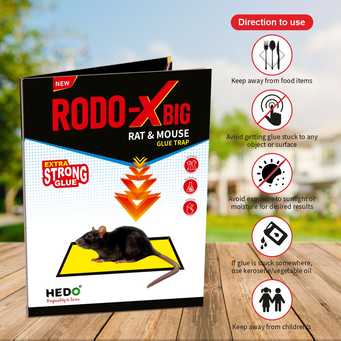 Rat/Mouse Big Glue Trap, Non-Toxic, Non-Drying Pack Of 5