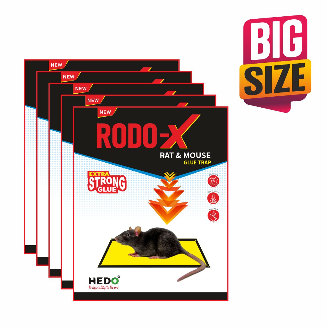 Rat/Mouse Big Glue Trap, Non-Toxic, Non-Drying Pack Of 5