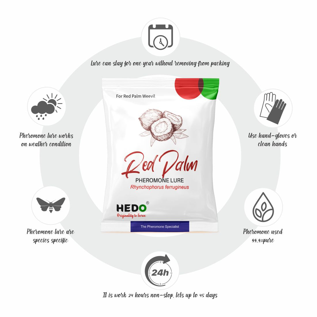 HEDO Pheromone Lure for Red Palm Weevil (Rhynchophorus ferrugineus) Pack of 5
