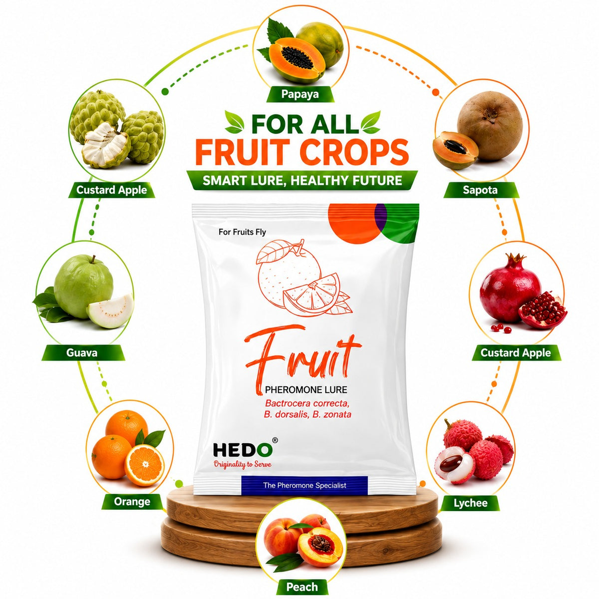HEDO Fruit Fly Pheromone Lure (Bactrocera correcta, Bactrocera zonata & Bactrocera dorsalis) Pack of 10 | Fruit Fly Trap Lure for Mango, Guava & All  Fruit Crops | Eco-Friendly Pest Monitoring