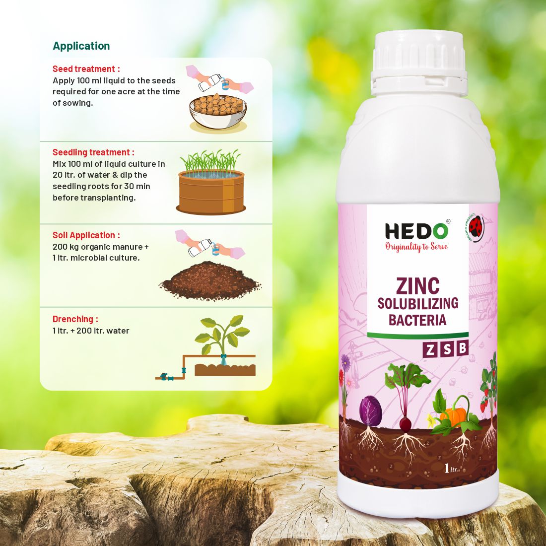 Zinc Solubilizing Bacteria Bio Fertilizer - ZSB Liquid (1L) for All Plants and Home Garden Eco-Friendly